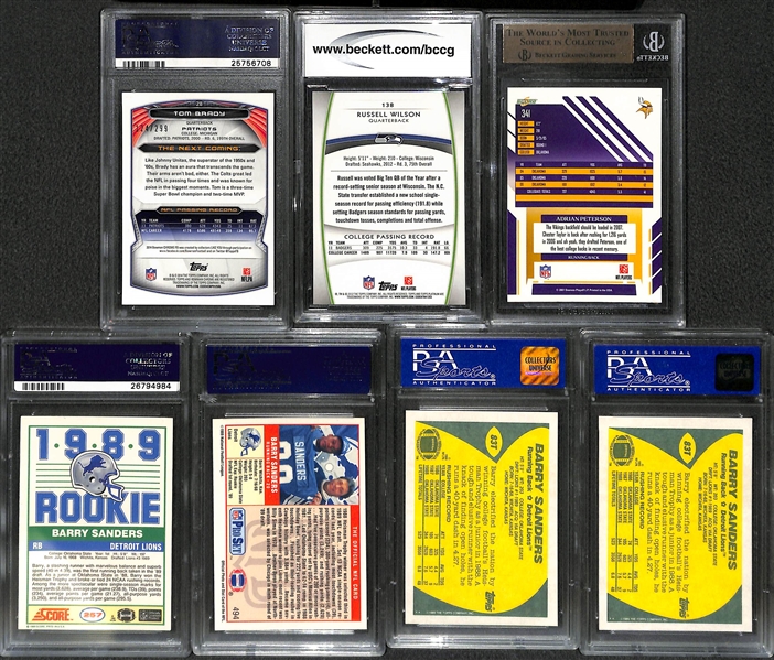 Lot of 7 Football Graded Cards w. Tom Brady Black Refractor